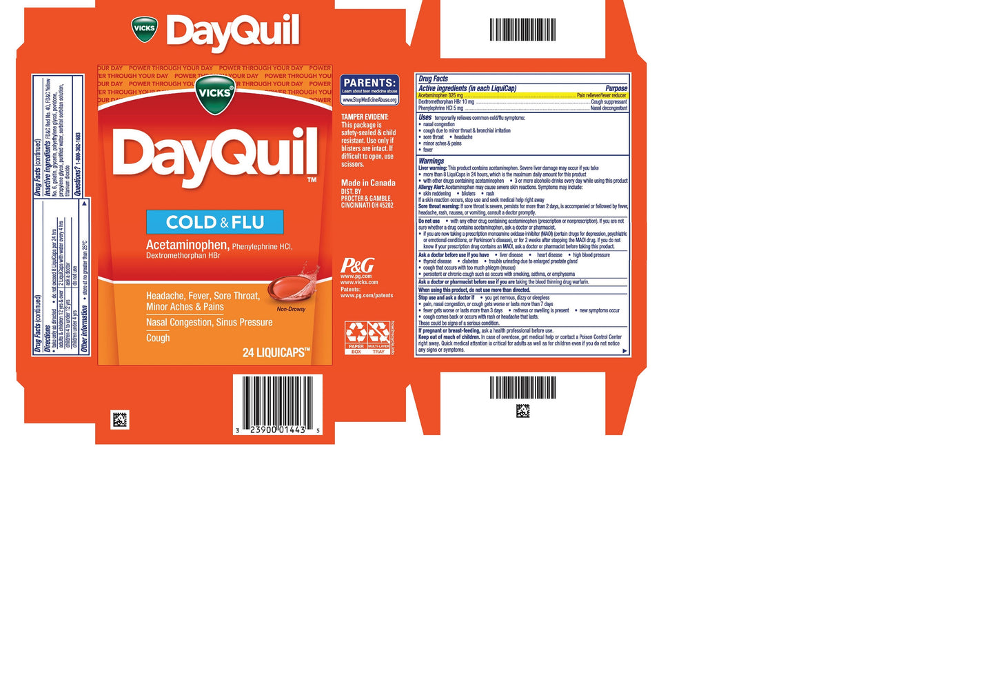 Vicks DayQuil LiquiCaps, Multi-Symptom Respiratory, 24/pk, 24 pk/cs