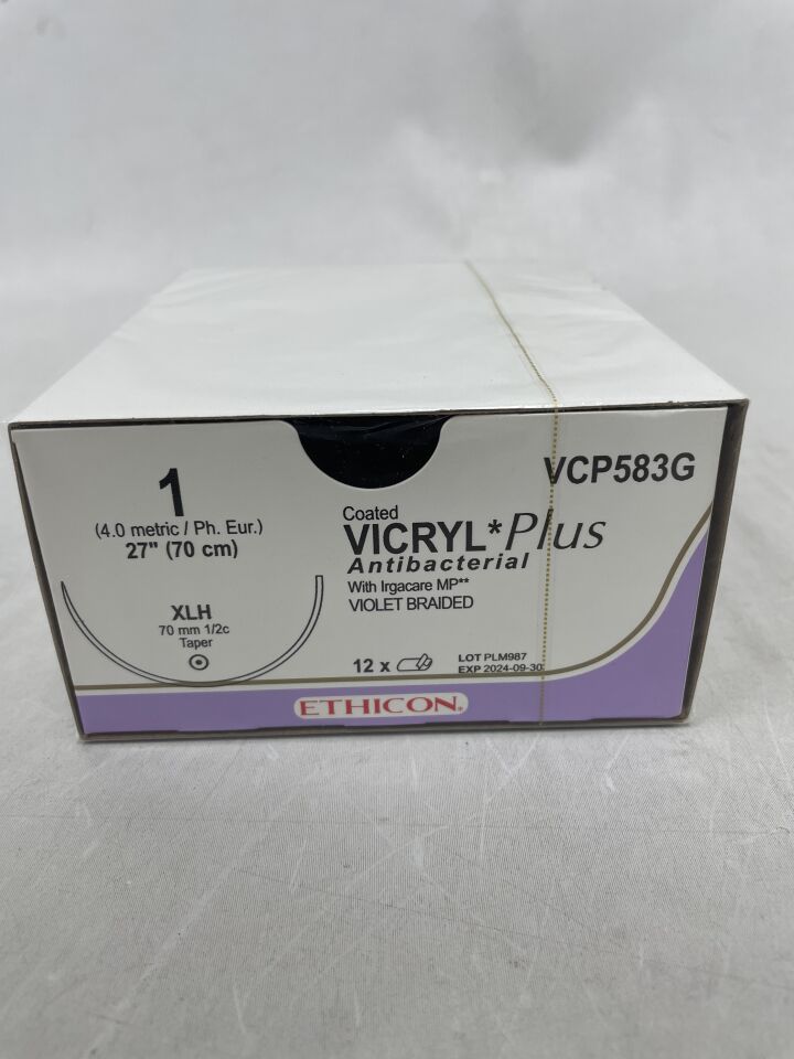 Suture, Taper Point, Size 1, 27", Violet Braided, Needle XLH, _ Circle, 1 dz/bx (Continental US Only)