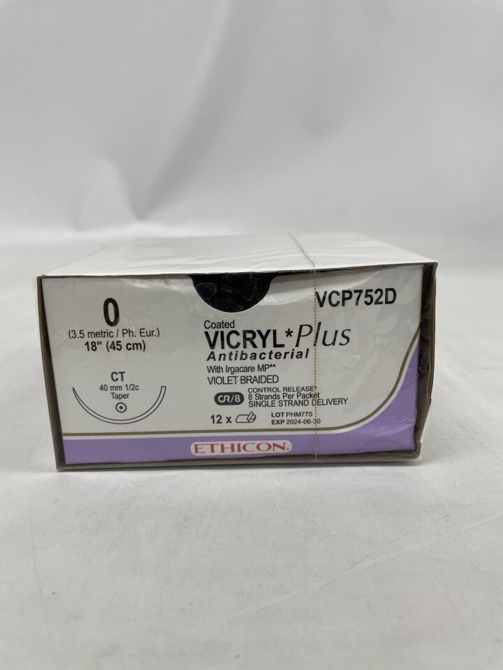 Suture, Taper Point, Size 0, 8-18", Violet Braided, Needle CT, _ Circle, 1 dz/bx (Continental US Only)