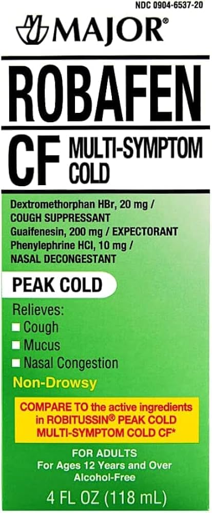 Robafen CF, 118mL, Compare to Robitussin CF Syrup, 36/cs, NDC# 00904-6537-20 (US Only) (To Be DISCONTINUED)