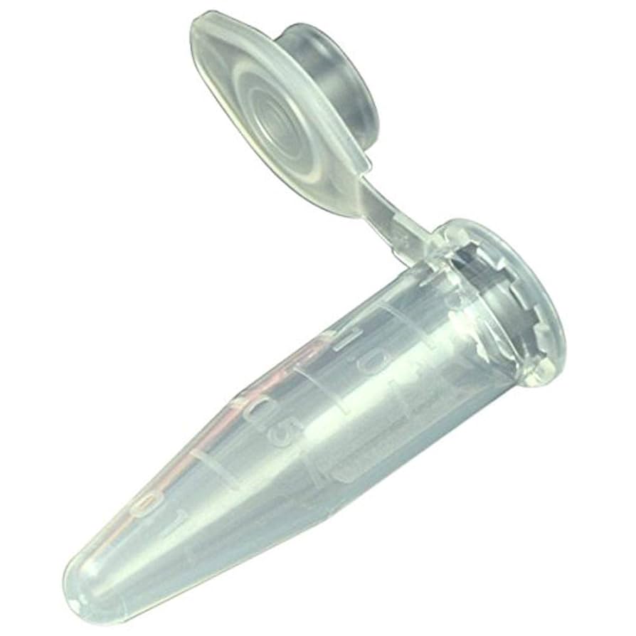 Microcentrifuge Tube, 1.5 mL, PP, Graduated, w/ Attached Cap, 1000/bg