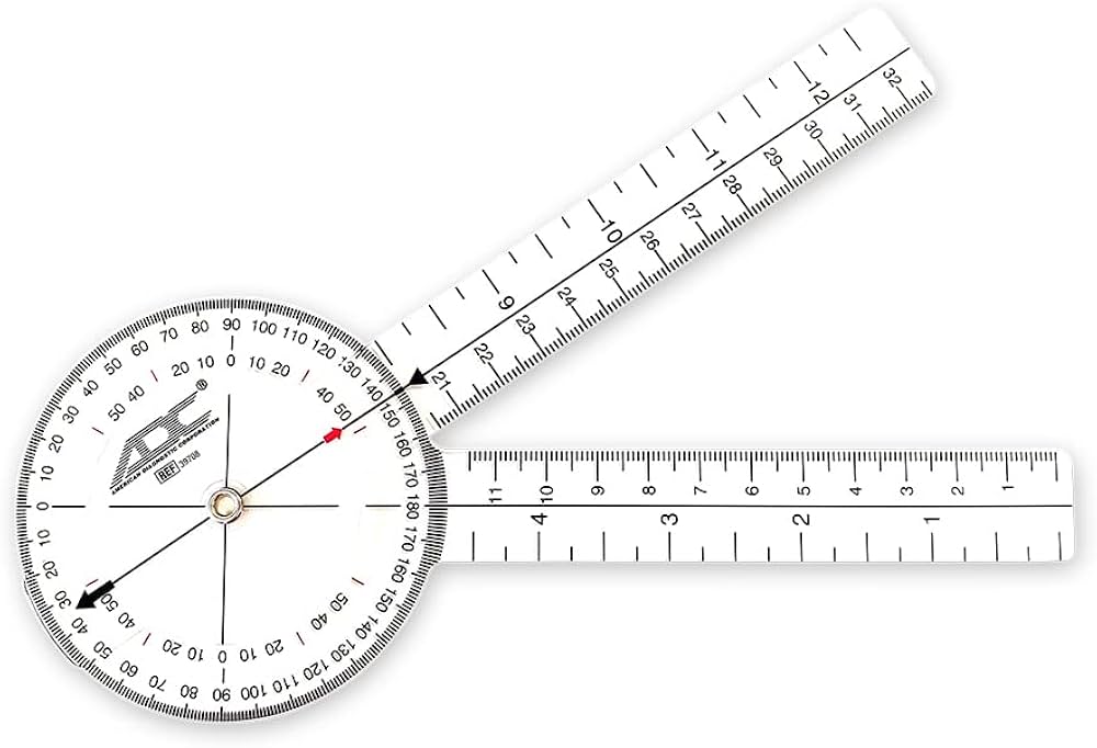 Multi-Use Goniometer, 8", 360-degree Head with 2 Calibrated Scales, Arm with Linear Scale in Inches Centimeters, Latex-Free