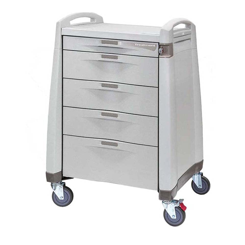Compact Cart, 36" H X 24" D X 31" W, Light Creme/ Dark Creme, Keyless Lock, (3) 3" Drawers and (1) 6" Drawer and (1) 10" Drawer (DROP SHIP ONLY)