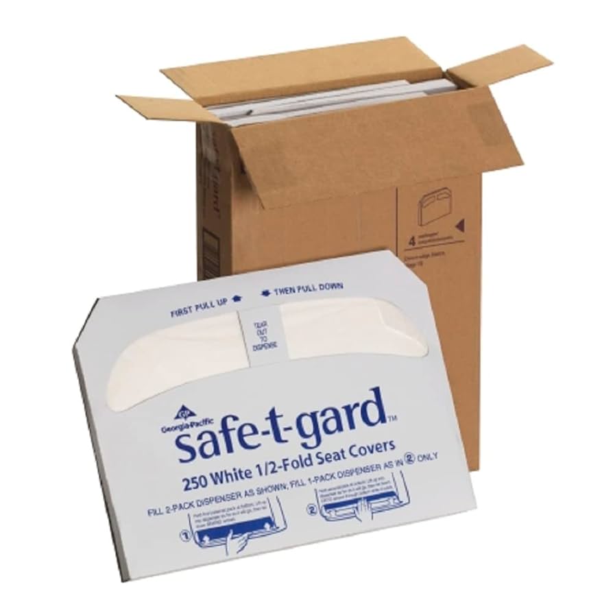 Seat Covers, Safe T-Guard 1/2 Fold, 14.5" x 17.44", 250/pk, 4 pk/cs