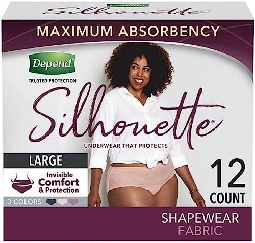 Silhouette Briefs, Maximum Absorption, Women, Large, 12/pk, 2 pk/cs (Products cannot be sold on Amazon.com or any other 3rd party site) (US Only)