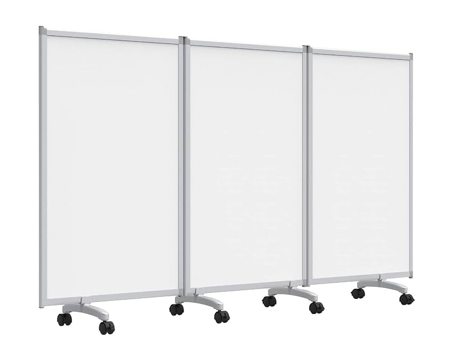 Magnetic Whiteboard, Room Divider, 3-Panels, Overall dimensions (unfolded): 91 W x 17 D x 53.5 H (DROP SHIP ONLY)