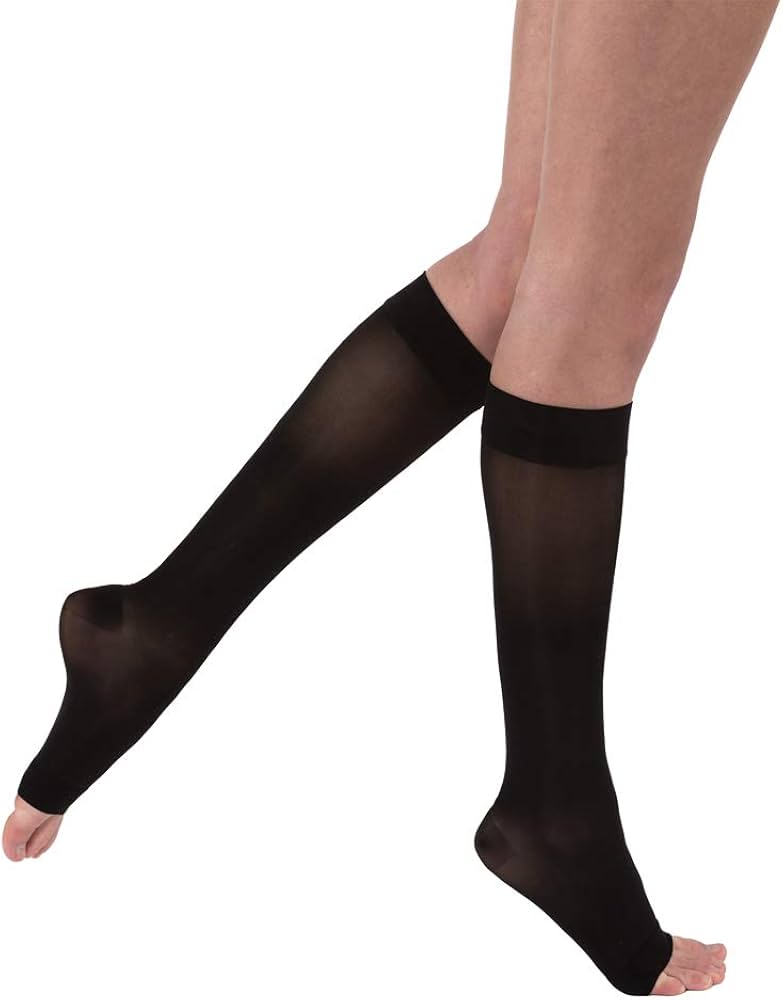 Compression Stocking, Knee High, 30-40 mmHG, Open Toe, Classic Black, Small (Continental US Only)