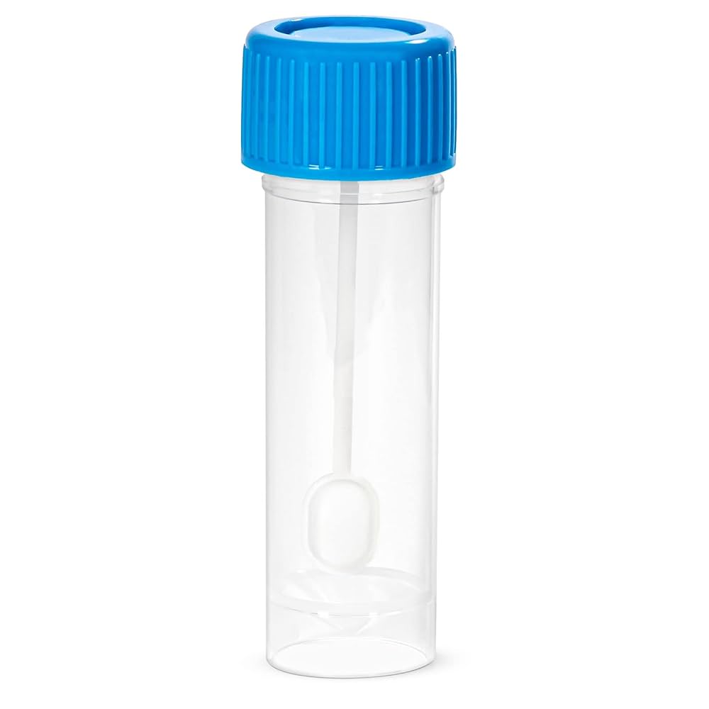Fecal Collection Container, 30 mL, PP, w/ Spoon and Screwcap, 500/cs