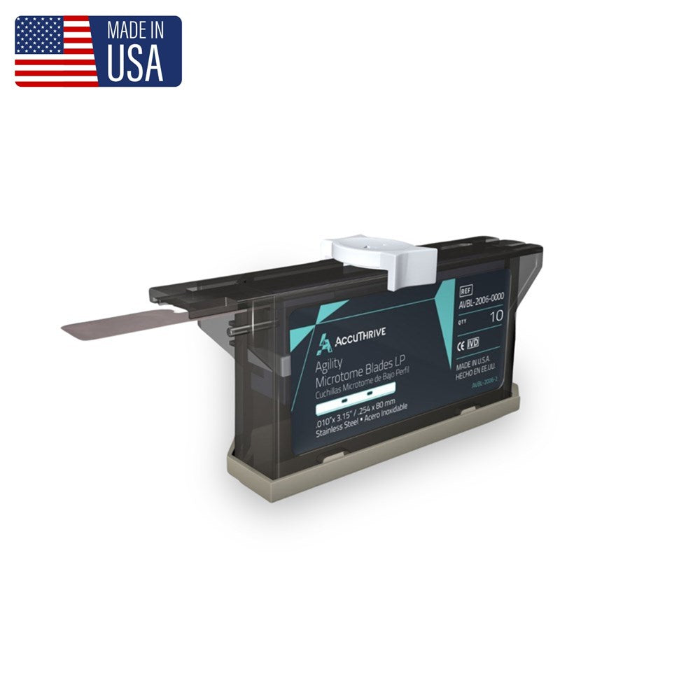 AccuThrive Agility Microtome Blade, Low Profile Stainless Steel, Microcoat, 100/cs