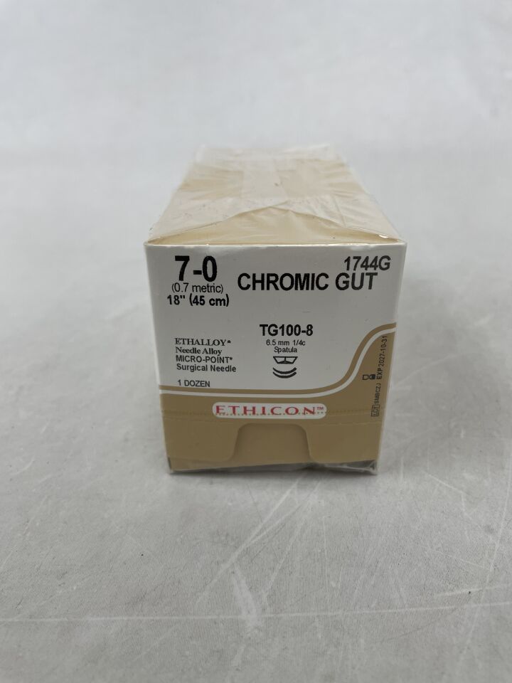 Suture, Micropoint Spatula , Size 7-0, 18", Needle TG100-8, TG100-8, _ Circle, 1dz/bx (Continental US Only)