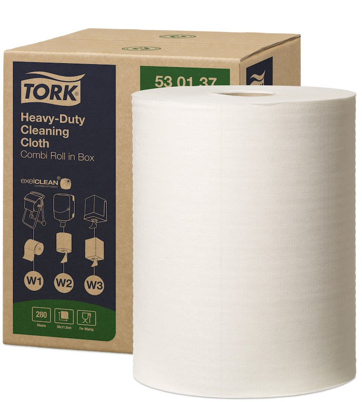 Cleaning Cloth, Heavy-Duty, Centerfeed, Premium, White, 1-Ply, Embossed, W1/W2/W3, 333.33ft, 12.6" x 9.8", 400 sht/rl, 1 rl/cs (112 cs/plt)