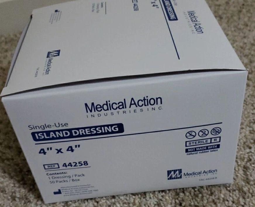 Island Dressing, 4" x 4" Sponge, Sterile, 1/pk, 50 pk/bx, 12 bx/cs