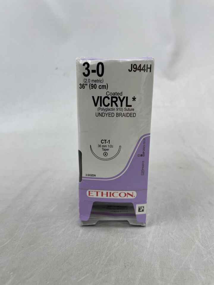 Suture, Taper Point, Size 3-0, 36", Undyed Braided, Needle CT-1, _ Circle, 3 dz/bx (Continental US Only)