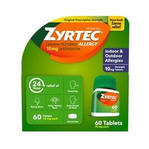 Zyrtec OTC Antihistamine Tablets 10mg 60/Bt, 24 BT/CA (302066200)