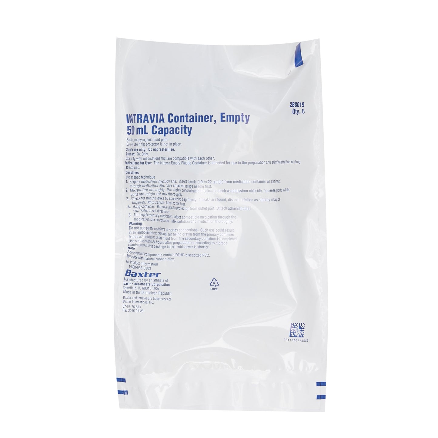 Intravia Container, Empty, 50 ml, Non-Pyrogenic Fluid Path, Sterile, 48/cs (Rx) (Continental US Only) (Product Access Restricted. Check with your sales rep to verify eligibility)