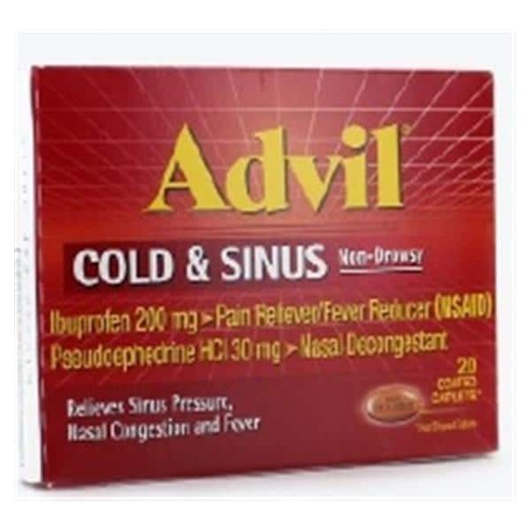 Advil Cold/Sinus Caplets, 200mg/30mg, 20/pk, 72 pks/cs (Available for sale in US only) (Products cannot be sold on Amazon.com or any other third Party sites.) (Item is Non-Returnable)