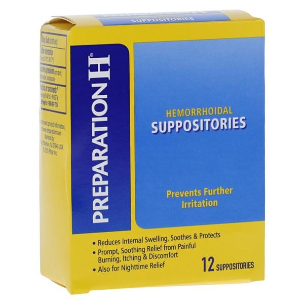 Preparation H Hemorrhoidal Suppository, 12/bx, 72 bx/cs (Available for sale in US only) (Products cannot be sold on Amazon.com or any other third Party sites.) (Item is Non-Returnable)