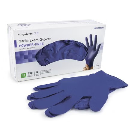 Exam Glove McKesson Confiderm® 3.0 Medium 250 per Box NonSterile Nitrile Standard Cuff Length Textured Fingertips Blue Chemo Tested / Fentanyl Tested (14-6N34)