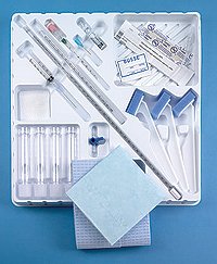 Adult Tray, Sterile, Includes: Spinal Needle With Stylet, 18G x 3_", 5" Extension Tube, 3-Way Stopcock, Two Piece 550mm Manometer, 22G x 1_" Infiltration Needle, 4-10mL Specimen Vials & 4 Patient ID Labels, 10/cs (US Only)