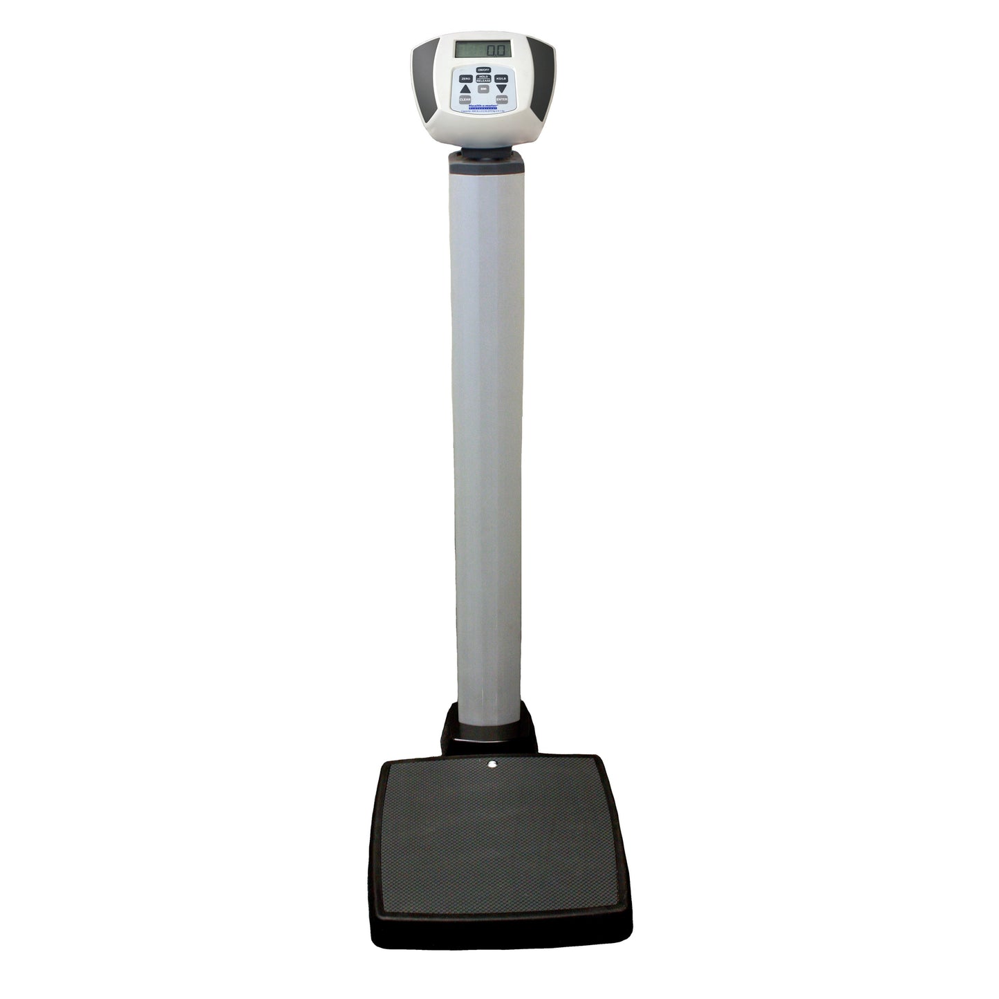 Digital Scale, Waist High, 272 kg Capacity, Platform 14_" x 14_" x 2 5/8", 120V Adapter (included) or (6) C-Cell Batteries (not included), Optional Wall Mounted Height Rod Available (499KLROD) & (2) Wheels (DROP SHIP ONLY)