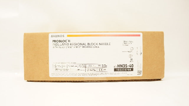 PROBloc* II Insulated Regional Block Needle, With Injection Set, 20G, 4in (100mm), Sleeve Insulation, 10/cs (US Only) (Authorized Distributor Sub-Agreement Required - See Manufacturer Details Page)