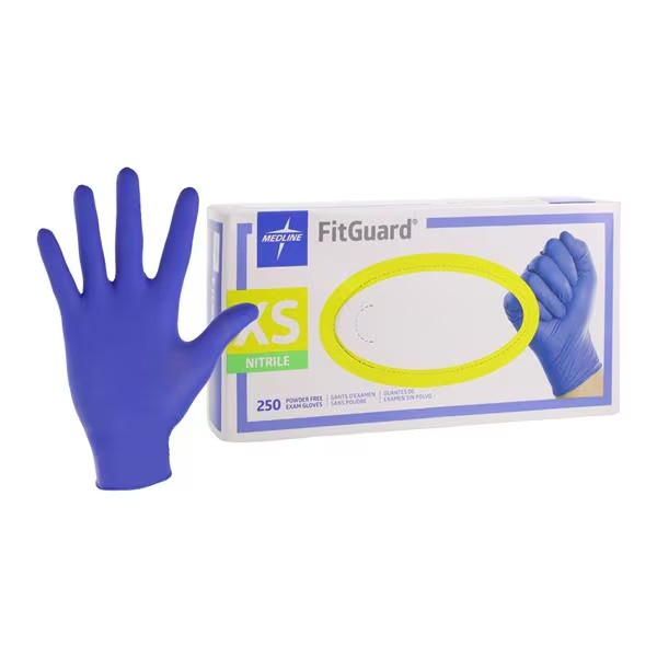 FitGuard Nitrile Exam Gloves X-Small Blue Non-Sterile, 10 BX/CA (FG2500)