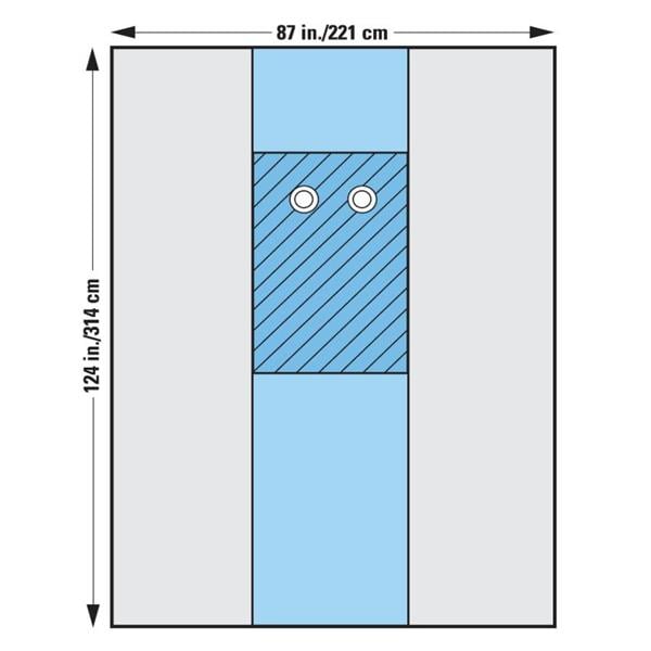 Femoral Angiography Drape with Windows, 87" x 124", Sterile, 18/cs (US Only)