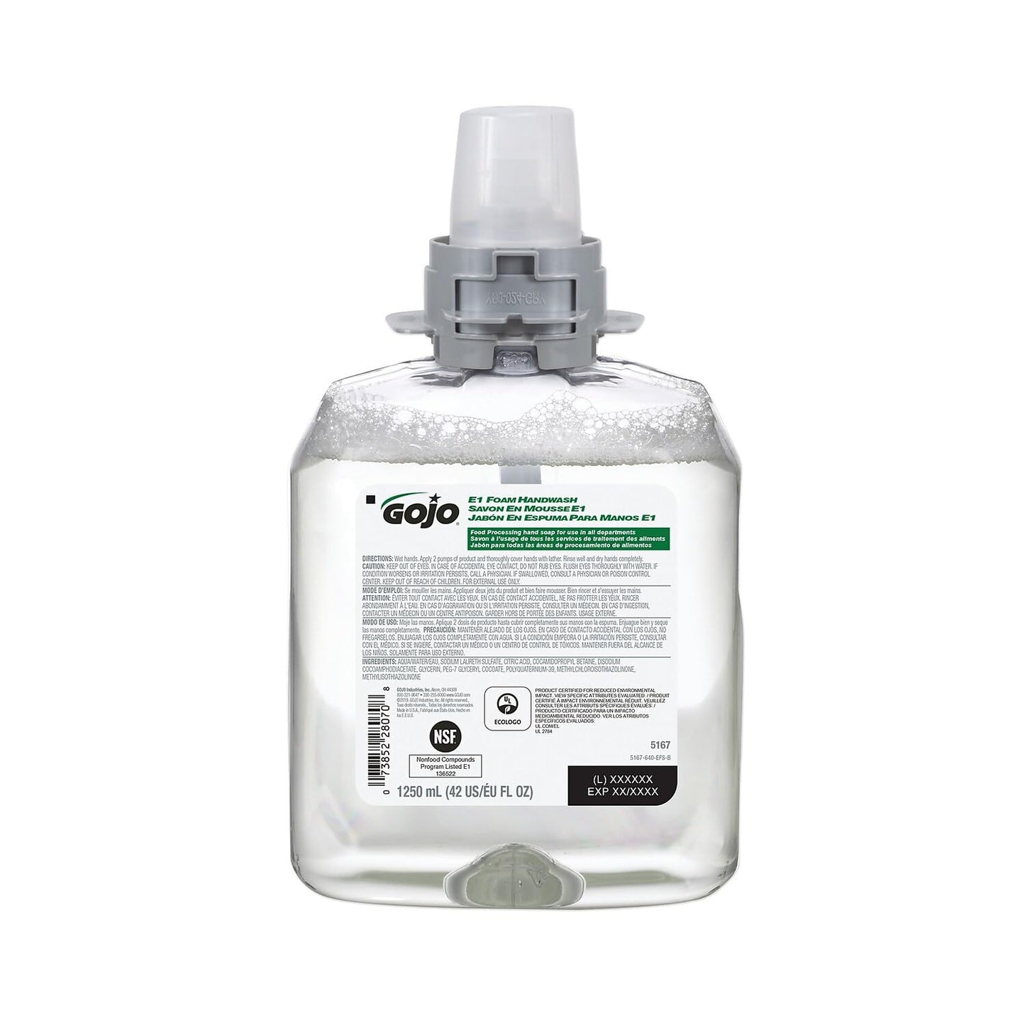 E1 Foam Handwash, Biobased, FMX-12, 1250mL, 4/cs