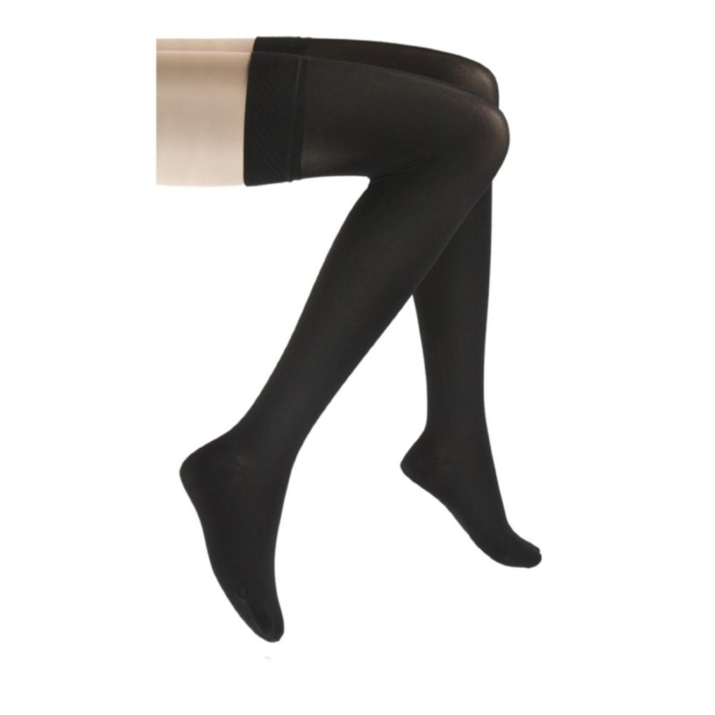 Compression Hose, Thigh High, 15-20 mmHG, Closed Toe, Classic Black, Large (Continental US Only)