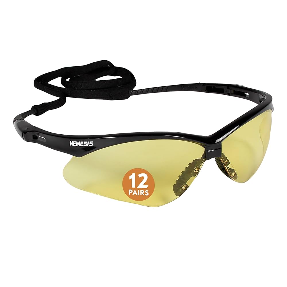 Safety Glasses, Amber Lens, Anti-Fog, Black Frame, 12/cs (Products cannot be sold on Amazon.com or any other 3rd party site) (US Only)