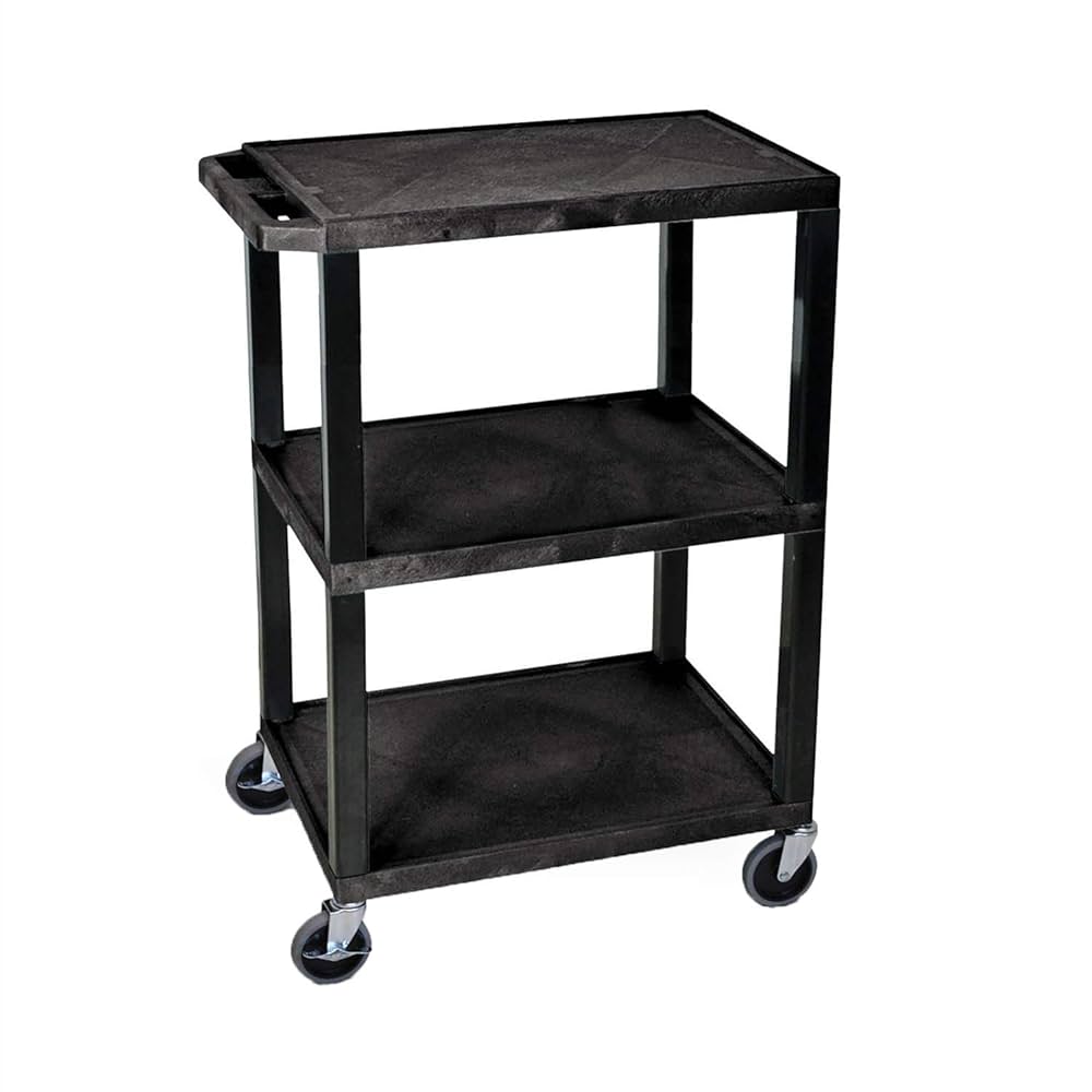 Utility Cart, Shelf Clearance 12", 200 lbs Capacity (evenly distributed), 18"D x 24"W, Black (DROP SHIP ONLY)