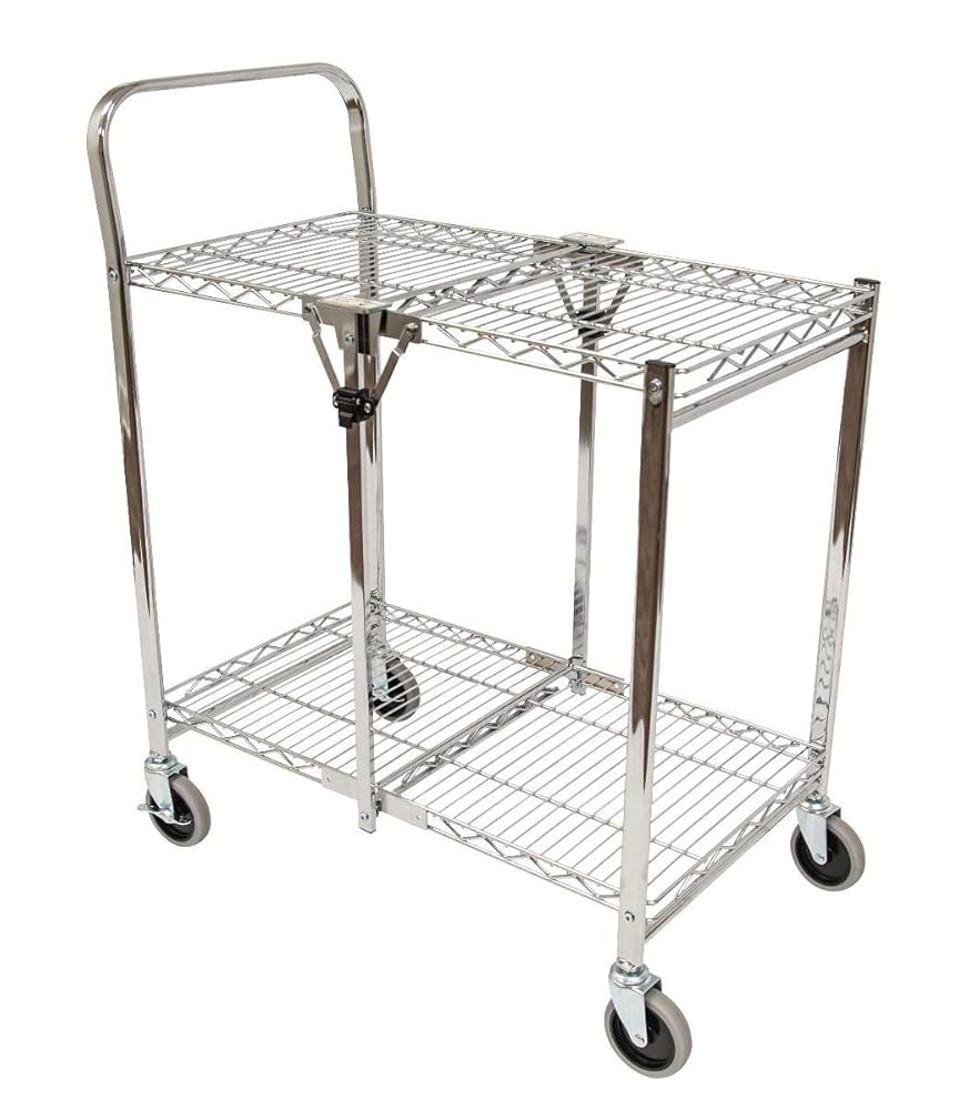 Utility Cart, Two Shelves (20.7" Clearance between Shelves), Wire, 33.75"W x 19.5"D x 39.5"H, Maximum Weight Capacity 200 lbs, Assembly Required (DROP SHIP ONLY)