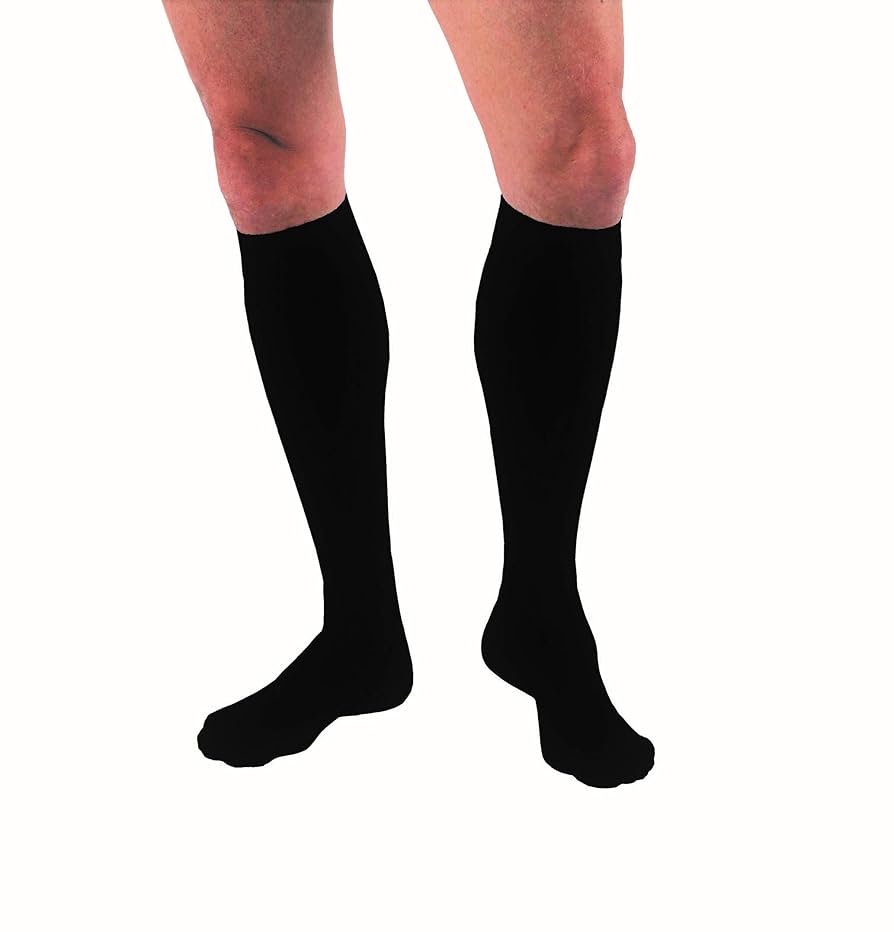 Compression Hose, Knee High, 15-20 mmHG, Closed Toe, Black, Large, Tall (Continental US Only)