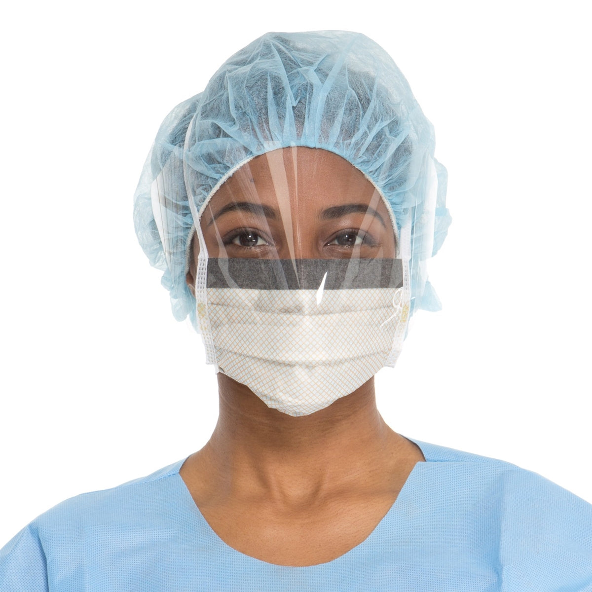 Protector Surgical Mask, Pleat with Tie, Splashguard with Visor, Fog-Free, Orange with Diamond Print, 25/pkg, 4 pkg/cs (US Only)