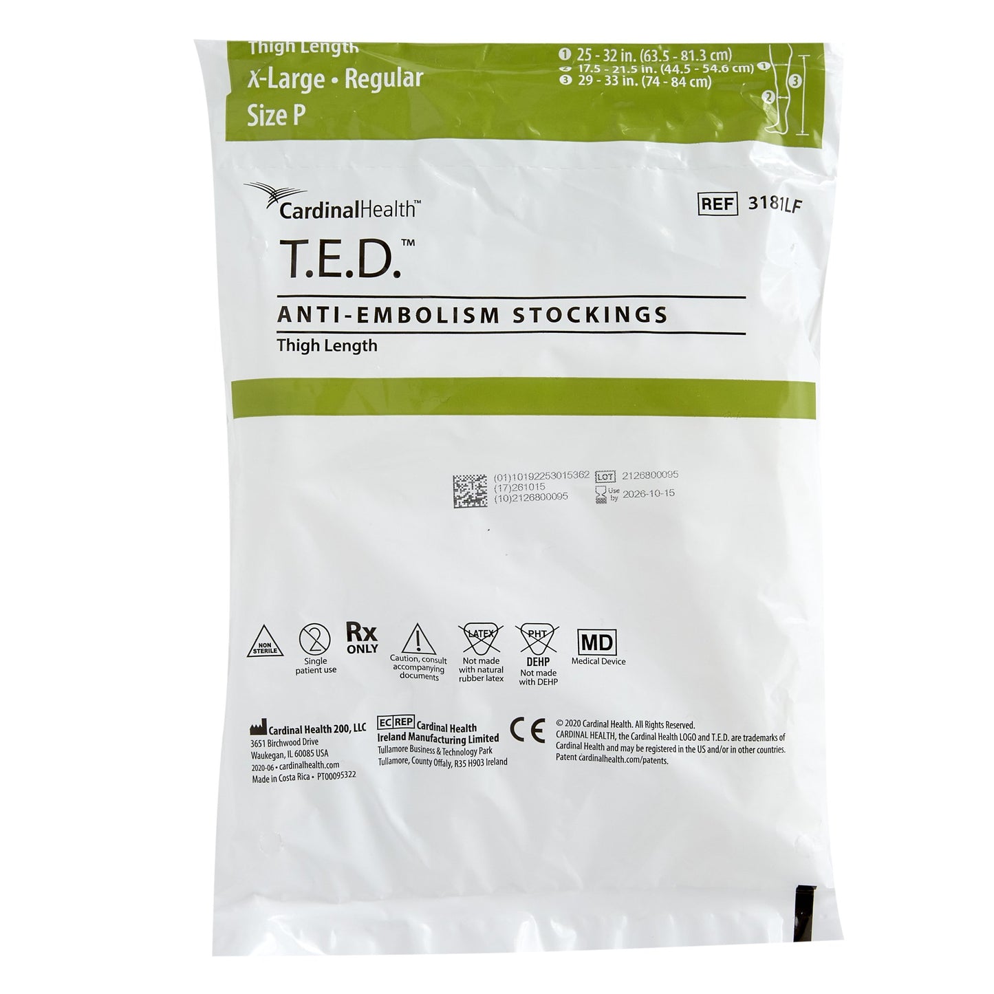 Thigh Length Anti-Embolism Stocking, X-Large, Regular Length, Latex Free (LF), 6 pr/ctn (Continental US Only)