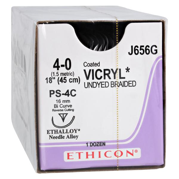 Suture, Precision Point Reverse Cutting, Size 4-0, 18", Undyed Braided, Needle PS-4C, _ Circle Compound Circle, 1 dz/bx (Continental US Only)