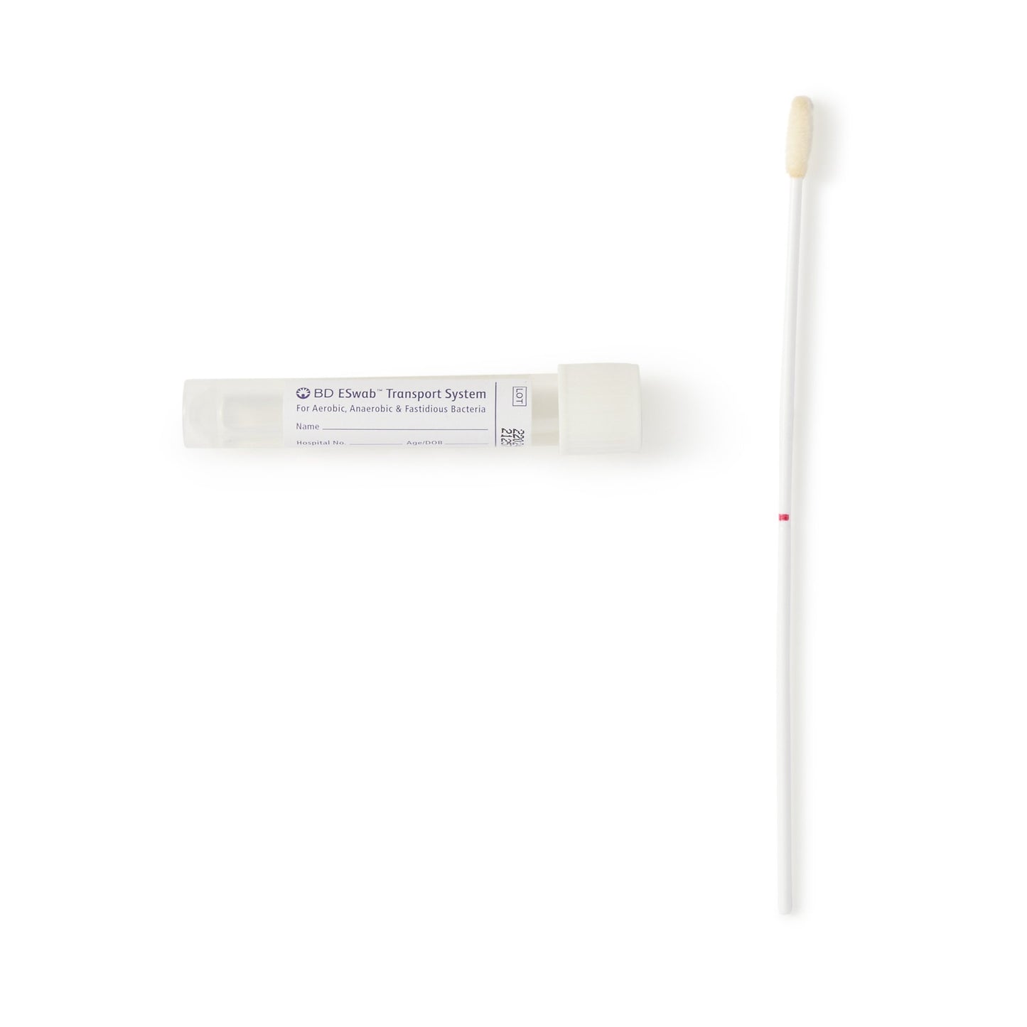 Eswab Regular Collection Kit, Includes: White Polypropylene Screw-Cap Tube Filled with 1ml of Liquid Amies Medium and (1) Regular Size Flocked Applicator Swab, 50/pk (Temp Sensitive; Short-Dated, Minimum Expiry Lead is 60 days; Non-returnable; Non-refundable) (Continental US Only) (Drop Ship Requires Pre-Approval)