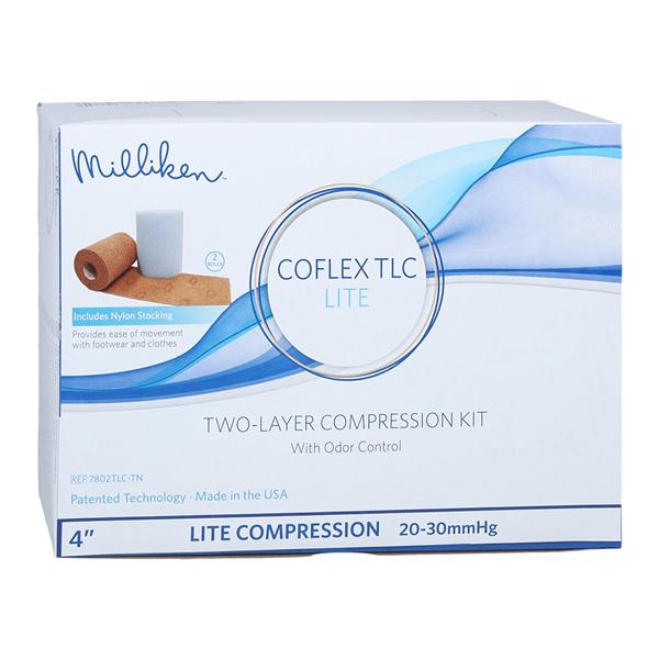 Two Layer Light Compression System, Patients with ABI = 0.5, 4" x 3.4 yds Absorbent Foam Dressing (Layer 1), 4" x 5.1 yds Top Compression (Layer 2), Tan, 2 rls (1 of each layer)/bx, 8 bx/cs