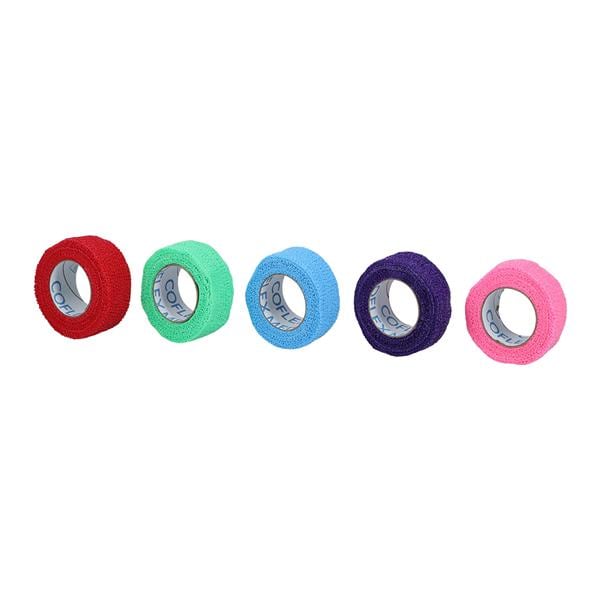 Self-Adherent Wrap, 1" x 5 yds, Colorpack, includes Red, Blue, Light Blue, Purple, Neon Pink & Neon Green, Hand Tear, Latex, 2 rl/pk, 15 pk/cs