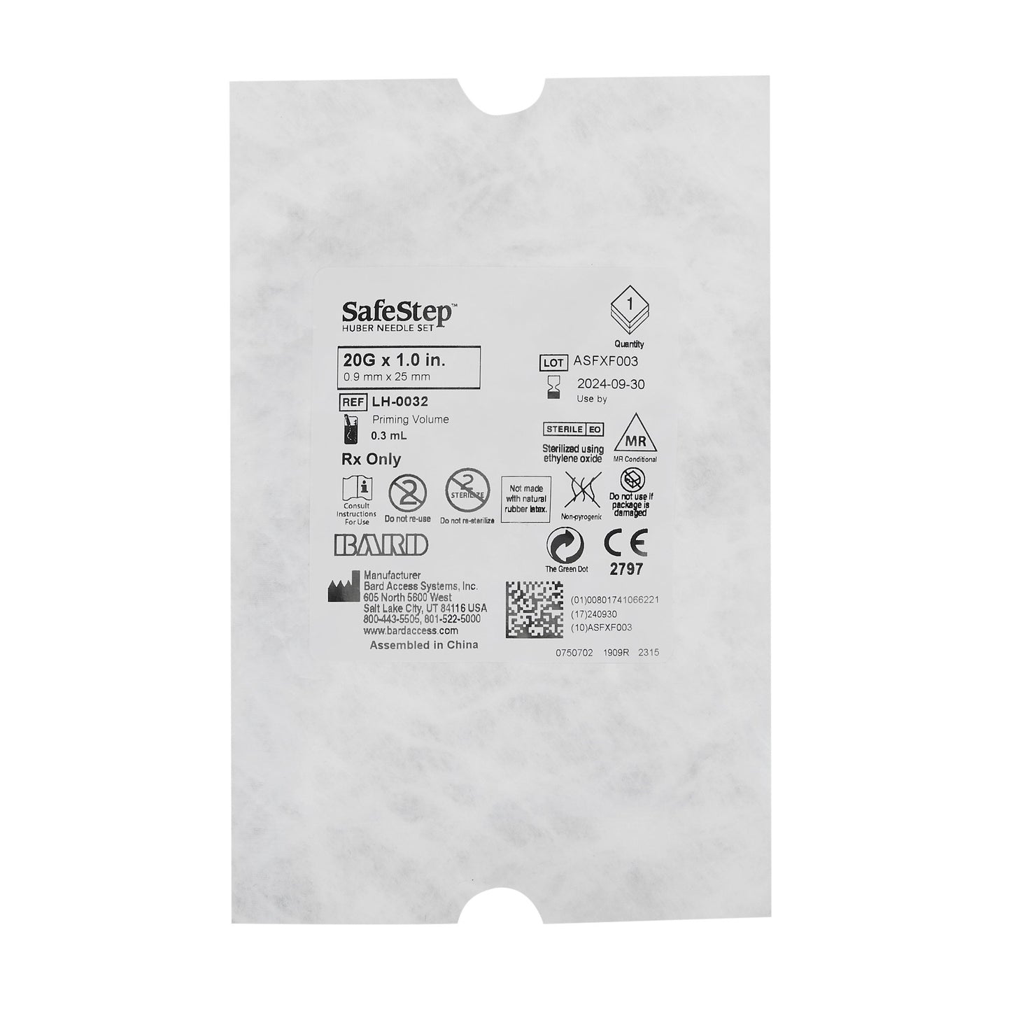 SafeStep Huber Needle Set with Y-Injection Site, 20G x 1", 25/pk (Continental US Only) (Drop Ship Requires Pre-Approval)