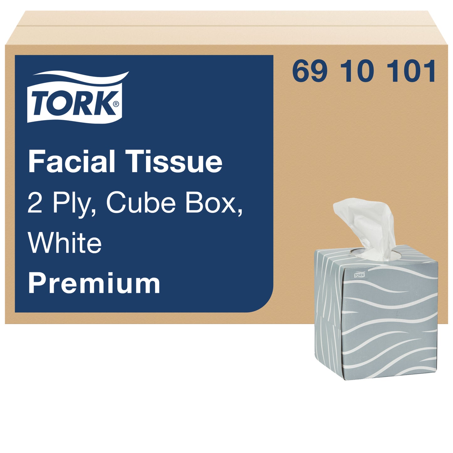 Facial Tissue Cube Box, 2-Ply, Premium, White, 8" x 8", 86 sht/bx, 36 bx/cs (49 cs/plt)