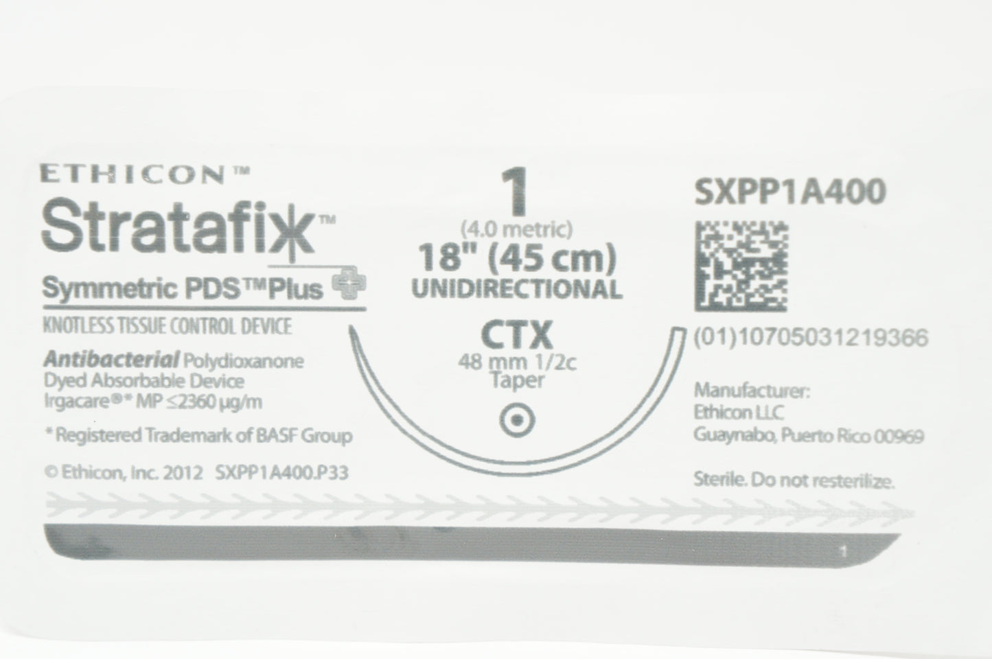 STRATAFIX Symmetric PDS Plus Suture, 1-0, 18", Violet, CTX, 45 cm, 12/bx (Continental US Only)