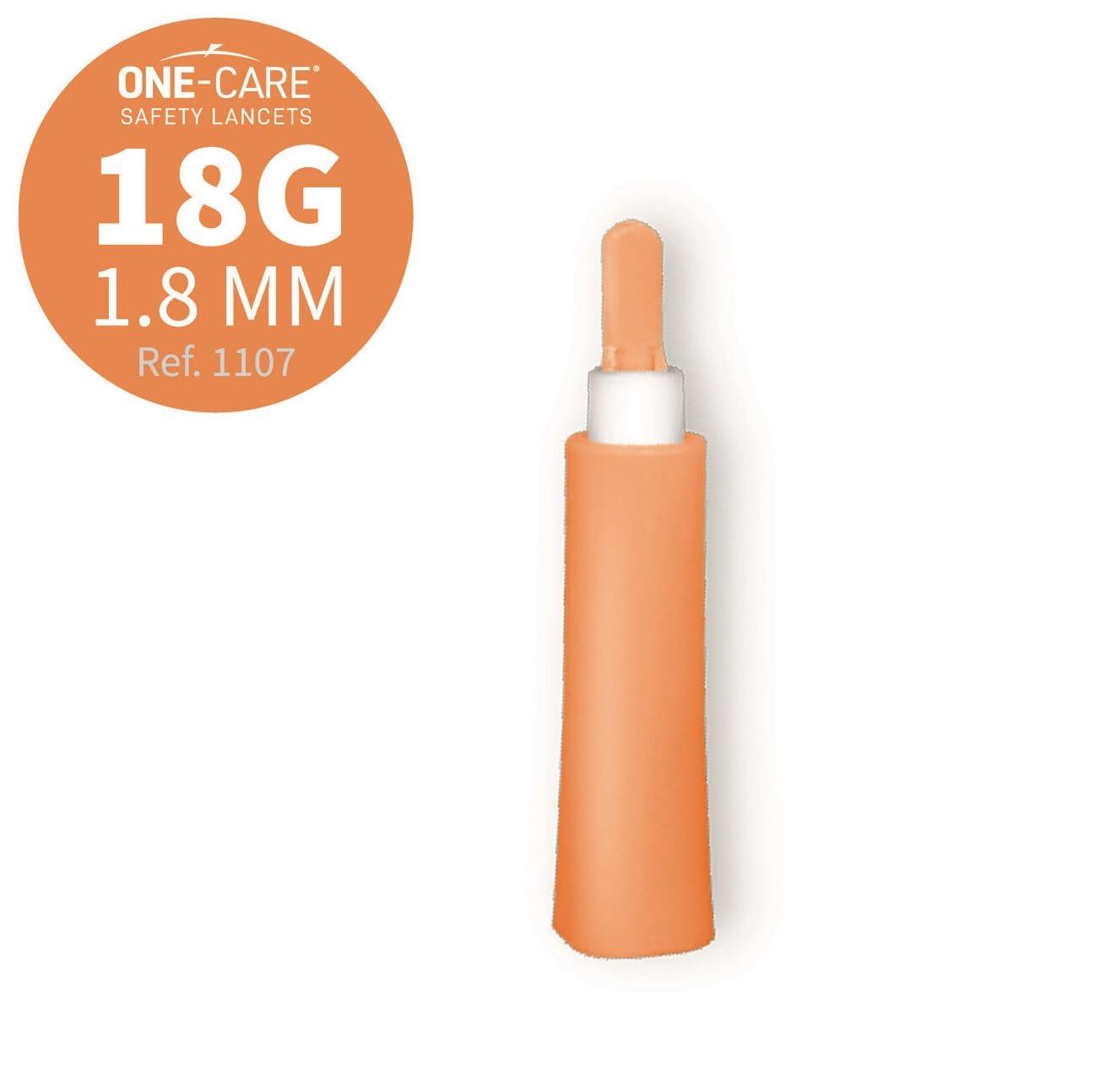Safety Lancet, 18G x 1.8mm, Max Flow, Contact Activated, Orange, 100/bx