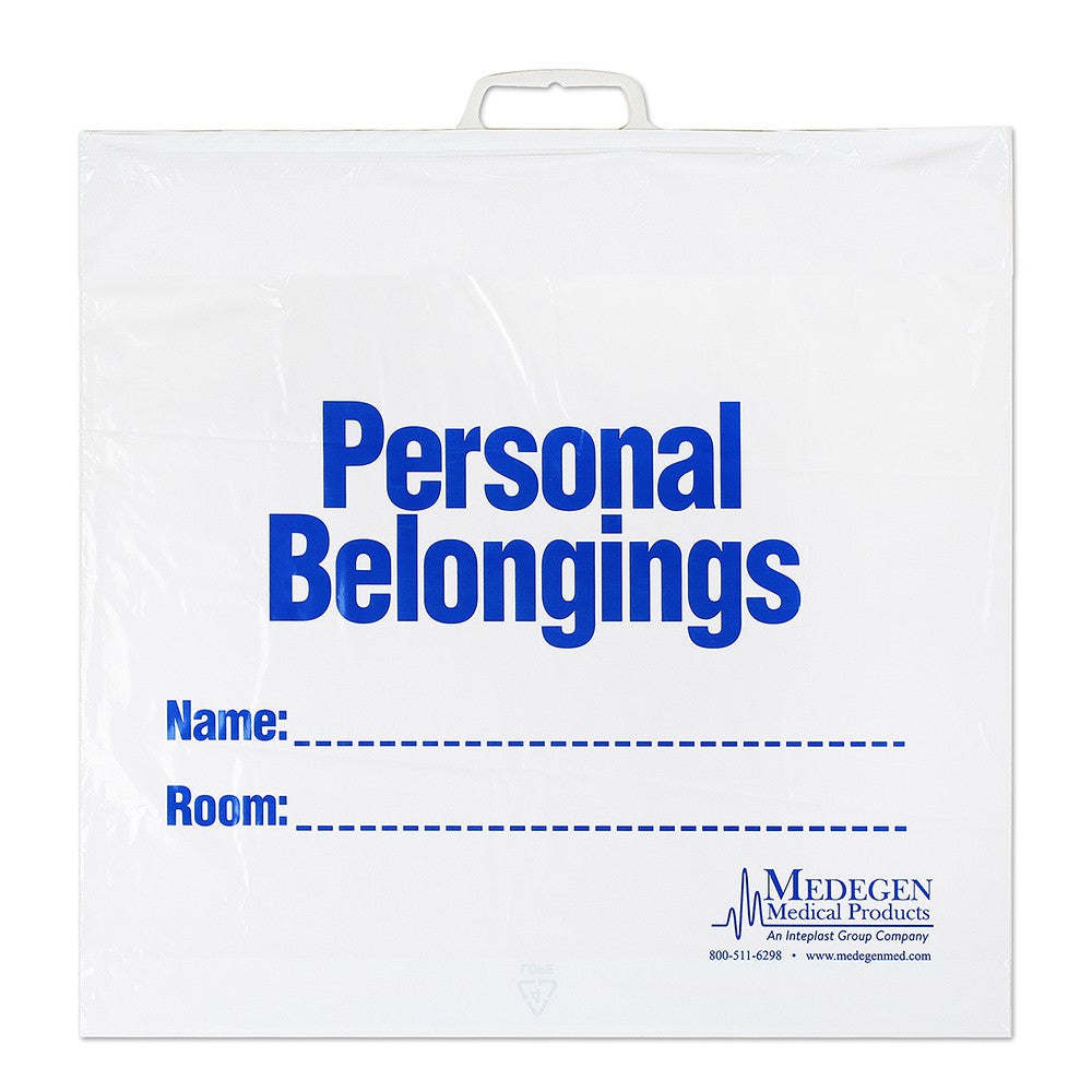 Personal Belongings Bag, 20" x 20" x 4", White, Heavy Duty, Rigid Handle, 250/cs