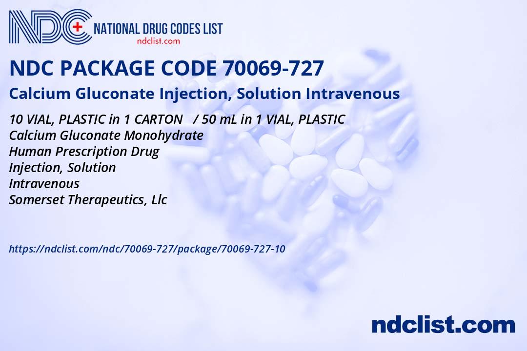 Calcium Gluconate Injection, USP, 5000mg/50ml (100 mg/ml), SDV, 10/ct (Rx) (US Only, Excluding IN and ND) (Product is Non-Returnable)