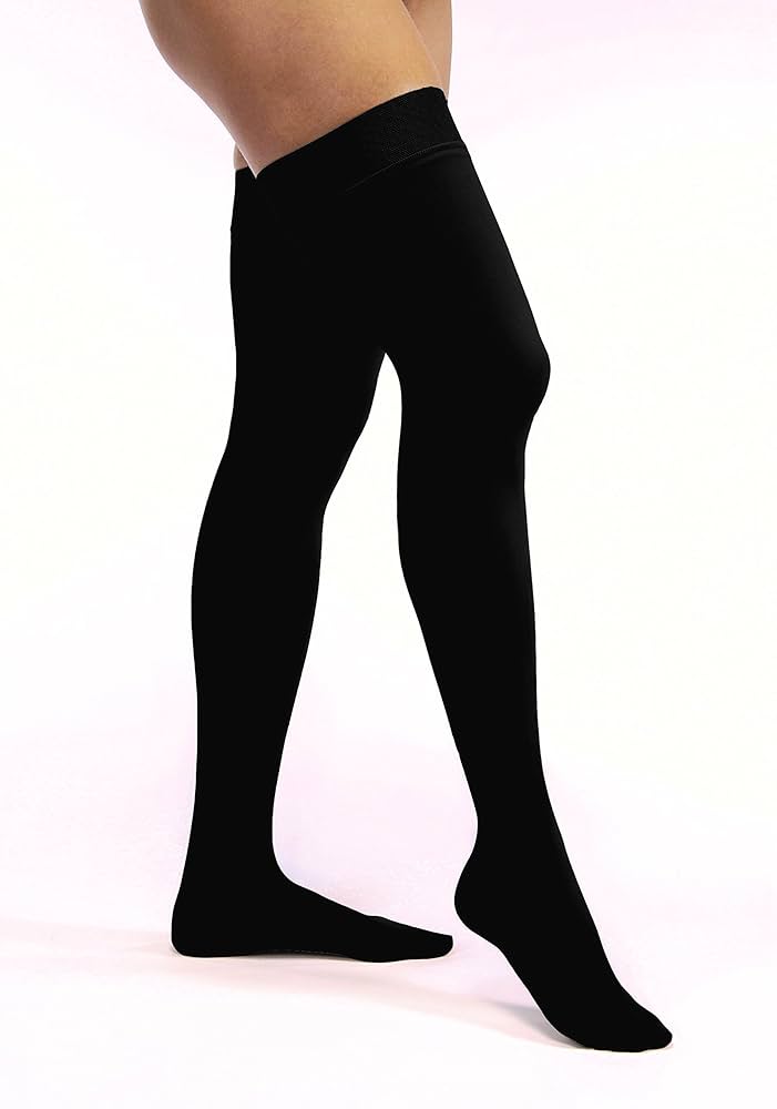 Compression Hose, Thigh High, 30-40 mmHG, Closed Toe, Classic Black, Small (Continental US Only)