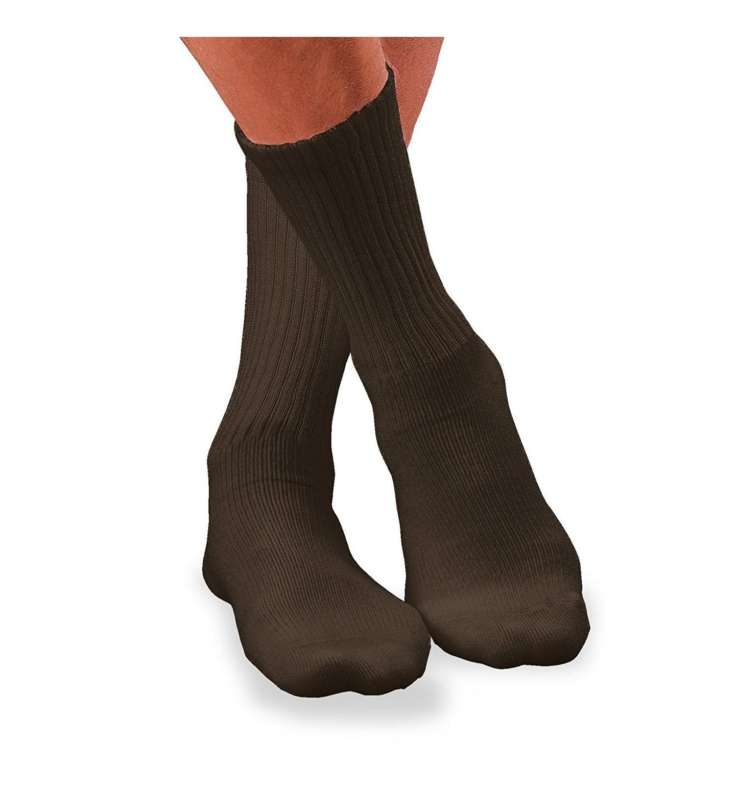 Diabetic Sock, Crew Style, Closed Toe, Brown, Large (Continental US Only)