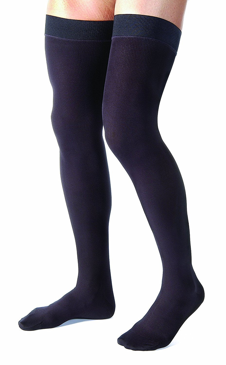 Compression Hose, Thigh High, 15-20 mmHG, Closed Toe, Black, Large (Continental US Only)