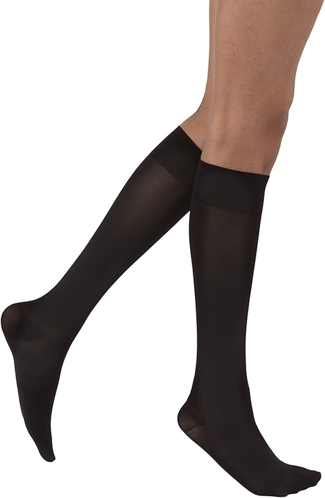 Compression Hose, Knee High, 20-30 mmHG, Closed Toe, Classic Black, Large, Full Calf (Continental US Only)