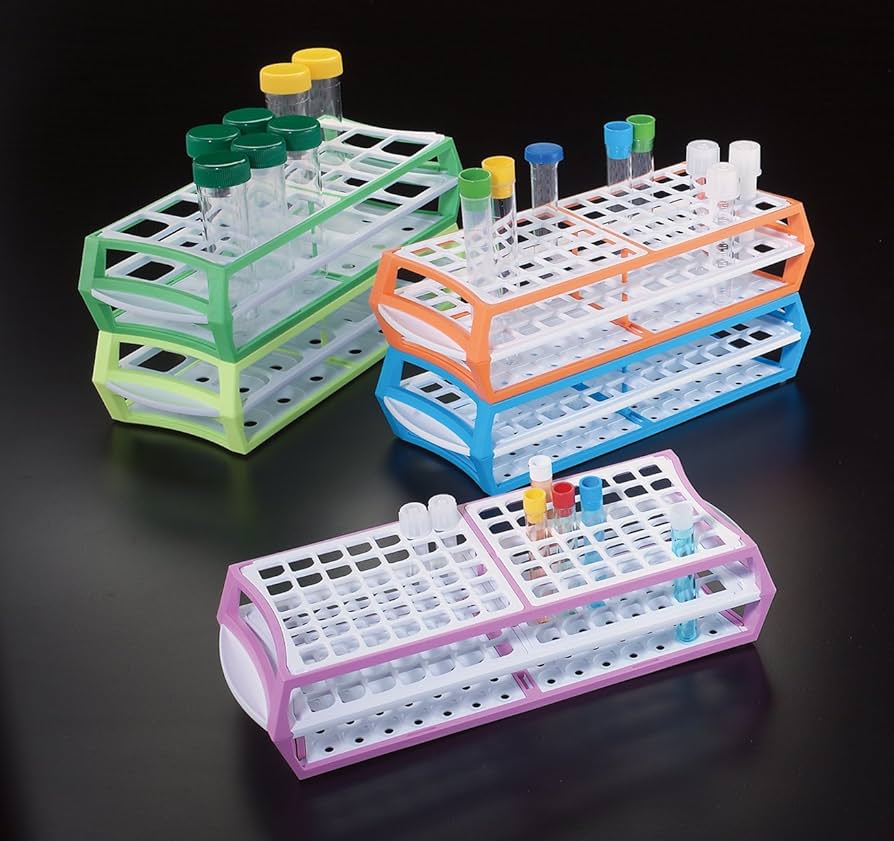 Test Tube Rack, 11.5" x 4.5" x 2.5", (18) 25-30mm Tube Capacity, Lilac, 10/cs